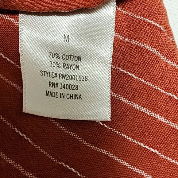 Blue Rain Orange Pinstripe High Rise Tie Front Wide Leg Pants - Picture 7 of 7